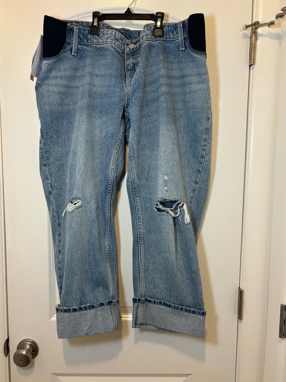 Light Blue Distressed Straight-Leg Jeans #245